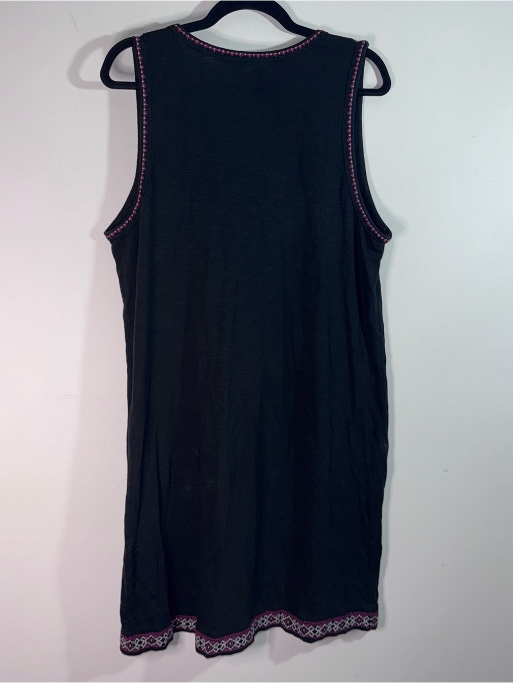 J. Jill Embroidered Sleeveless Knit Dress XL Petite Black Purple Boho - Picture 2 of 5